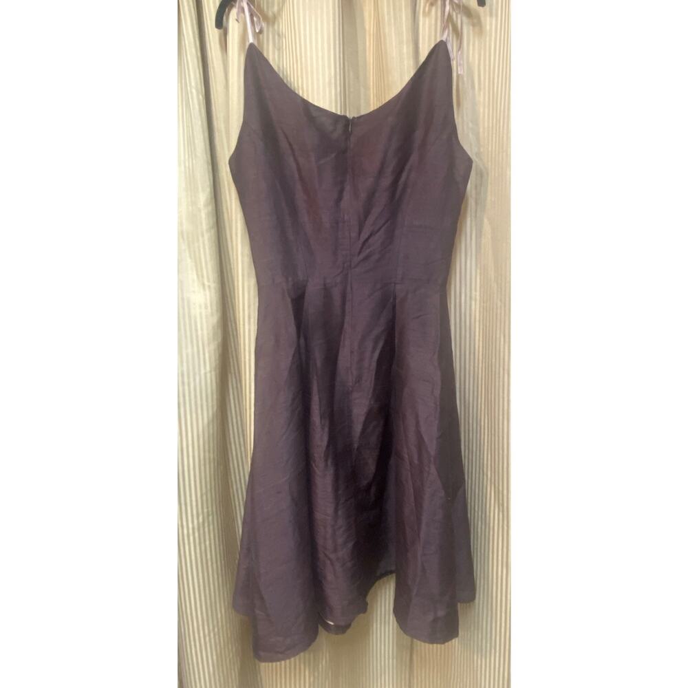 Lena Medoyeff Silk Midi Dress Women's Size SM Brown Pink Tie Straps - Picture 5 of 11